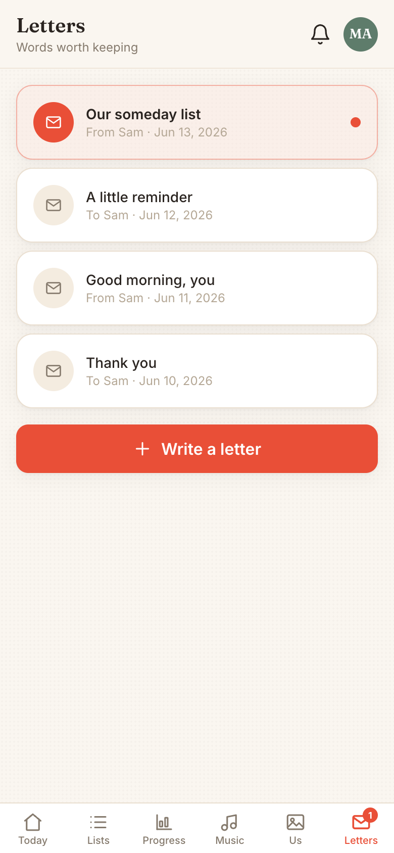 Tandem love letter composer