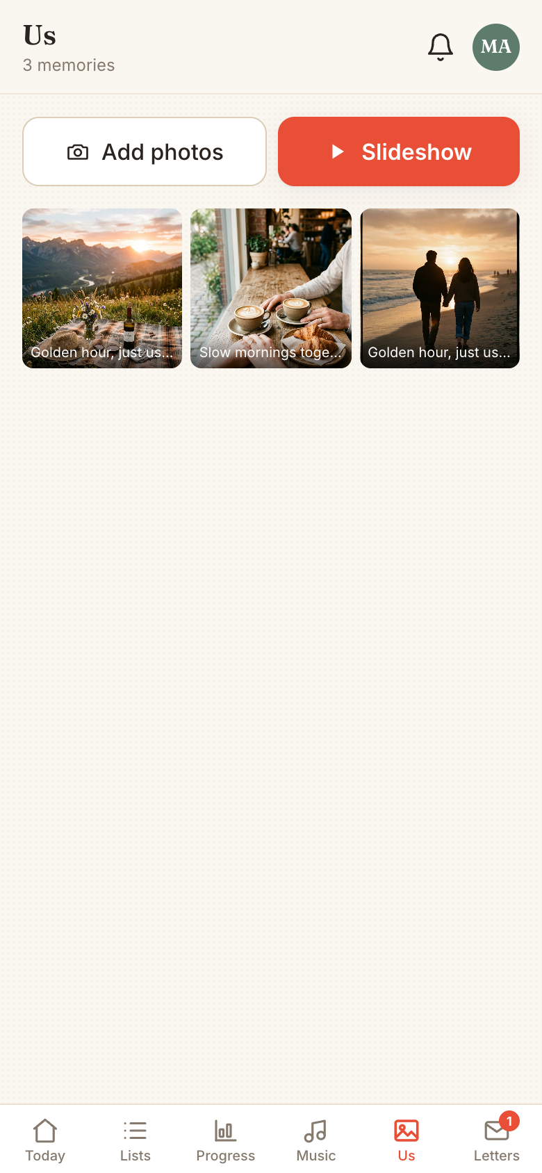 Tandem memories photo grid